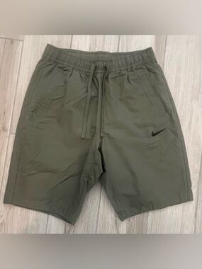 Nike Olive Drawstring Athletic Shorts with Swoosh